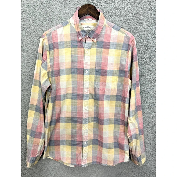 Hawker Rye Button Down Shirt Men Large Multicolor Colorful Plaid Slim Fit Preppy - Picture 1 of 9